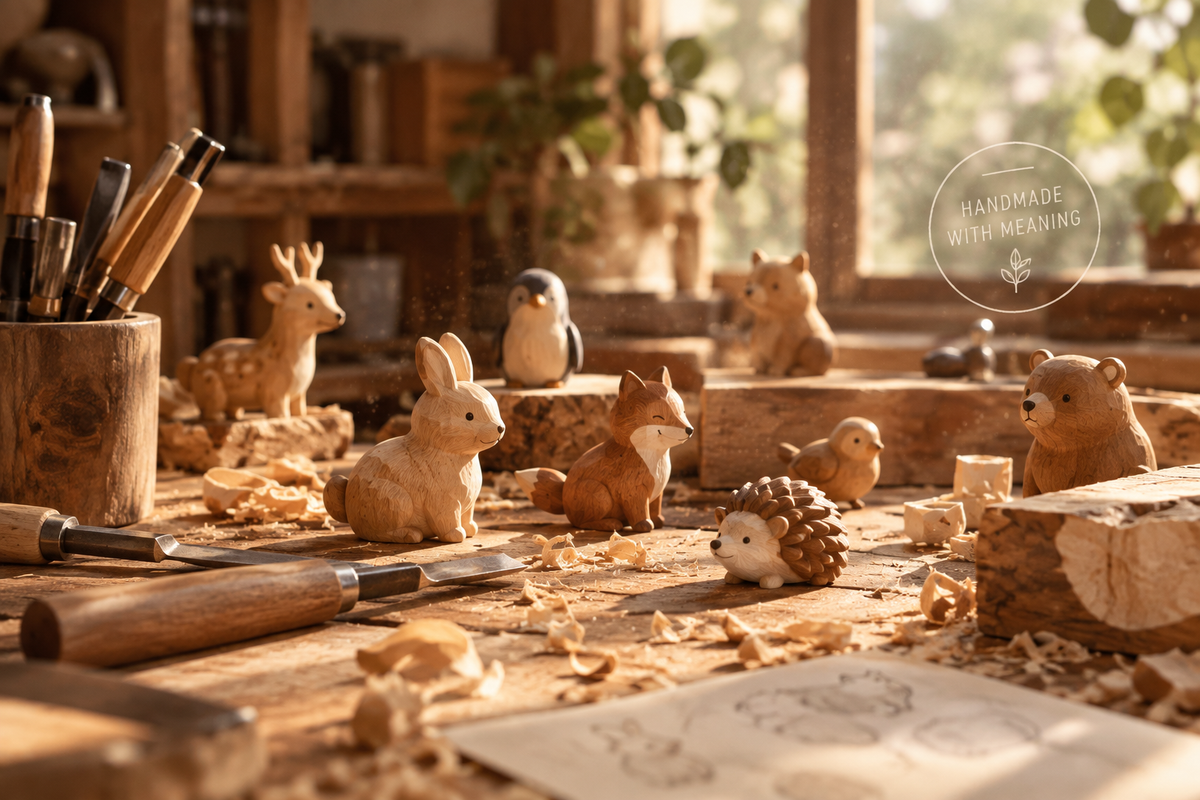 A LITTLE WORLD, CARVED FROM WOOD.
